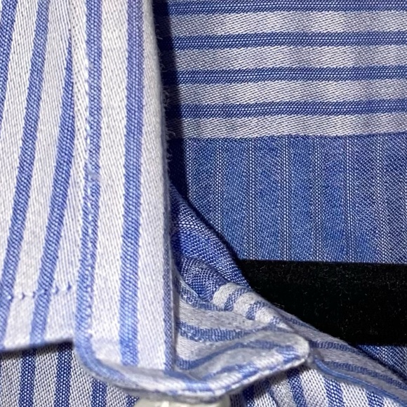 Steven Azzolina Classic Blue Striped Button Down Long Sleeve Dress Shirt - Picture 4 of 5